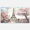 Designart - Eiffel with Pink Flowers - Landscape Canvas Art Print